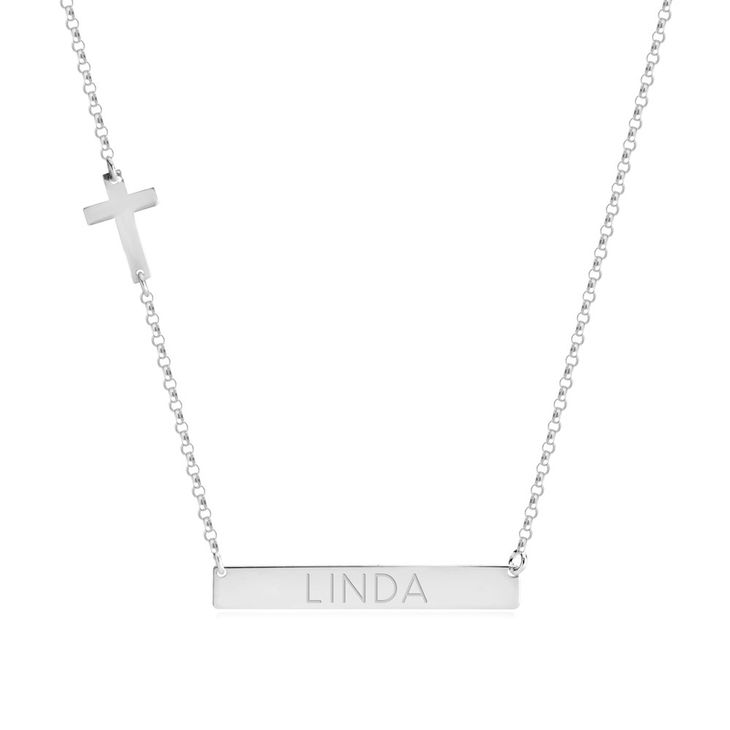 Bar Necklace with Cross Charm