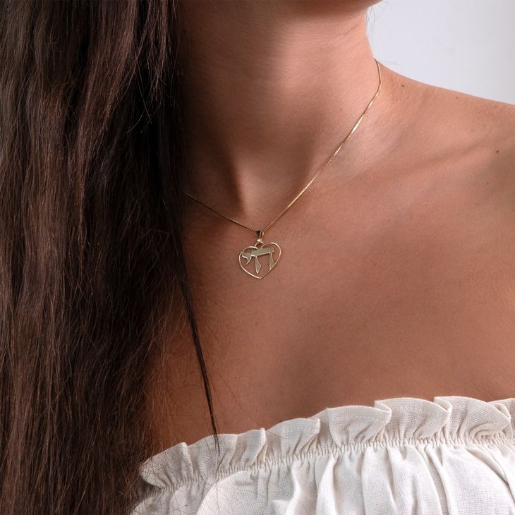 Jewish Heart Chai Necklace