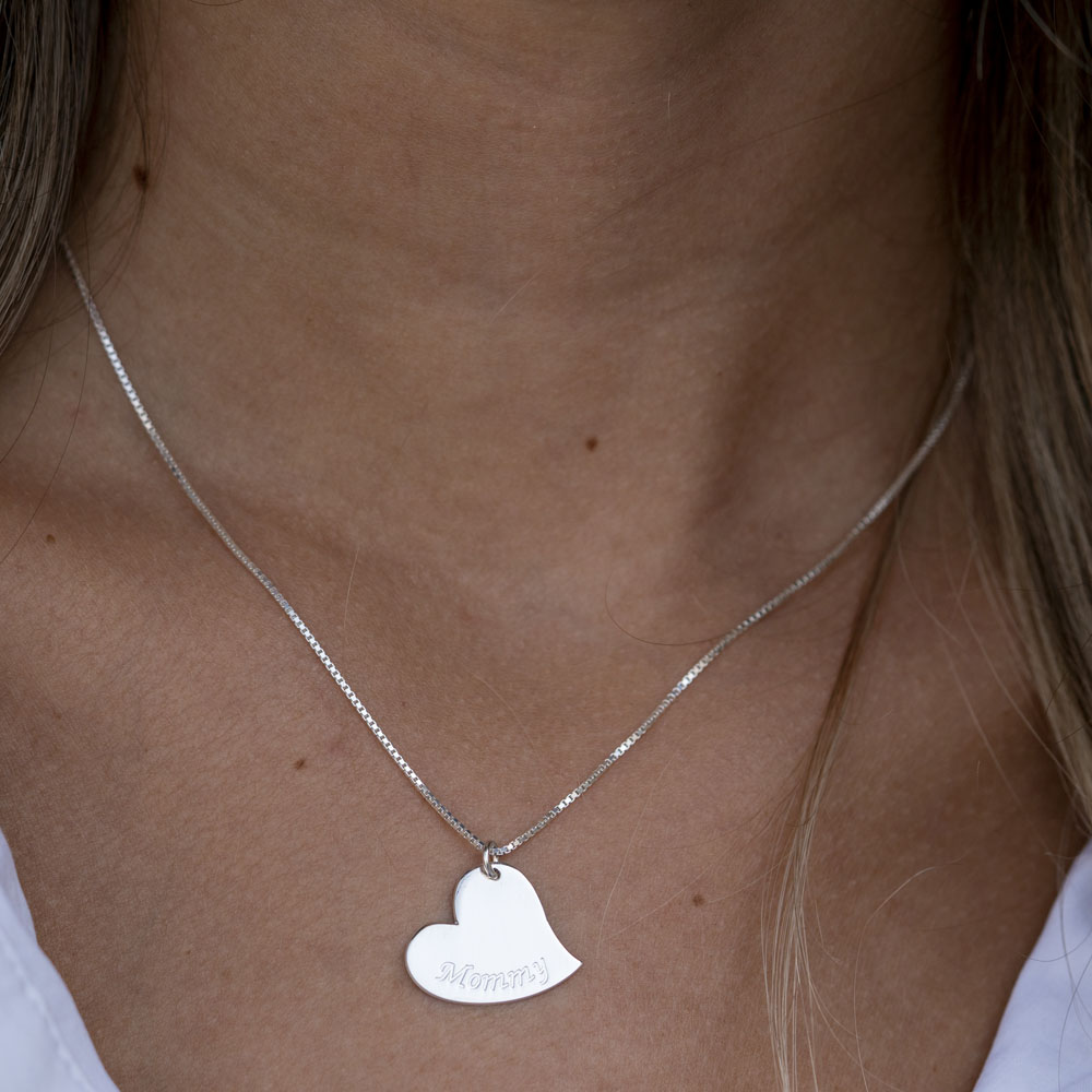 Collar de Corazón Grabado Madre e Hija 