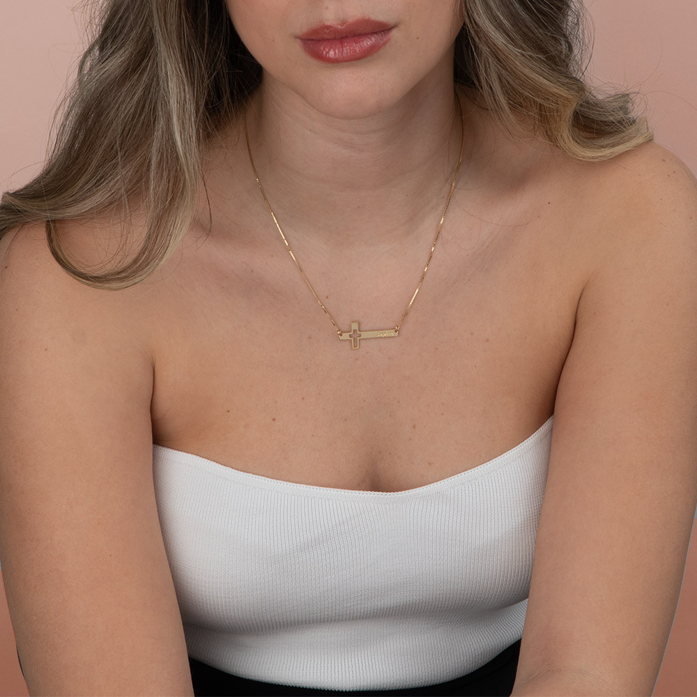 Cut Out Engraved Cross Necklace