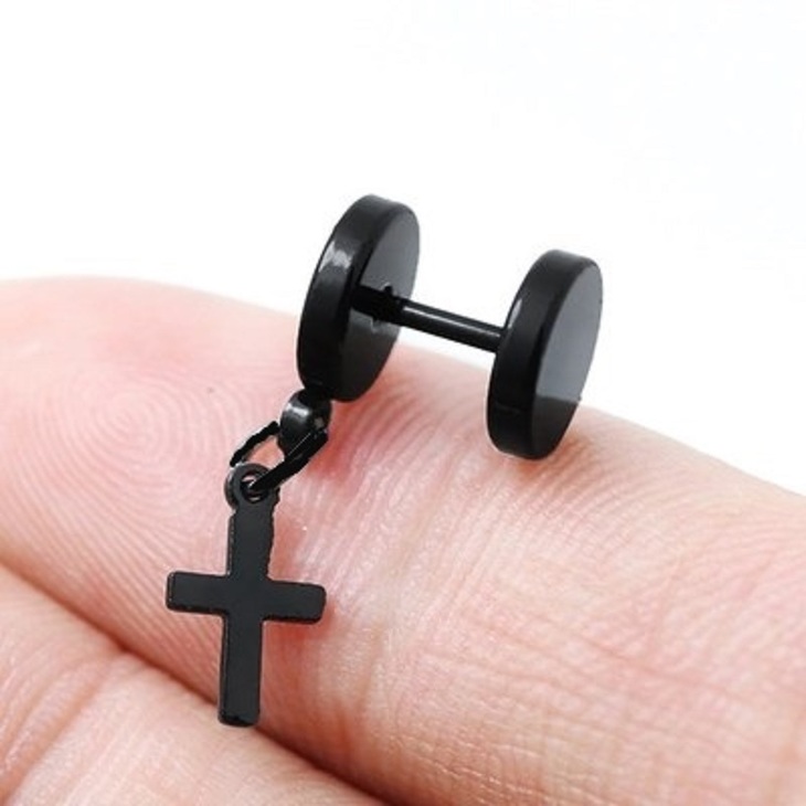 Small black cross earrings Outlet