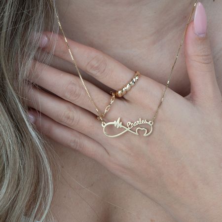 Personalized Infinity Heartbeat Necklace 