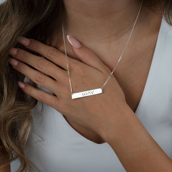 God is Greater Than the Highs and Lows Necklace model