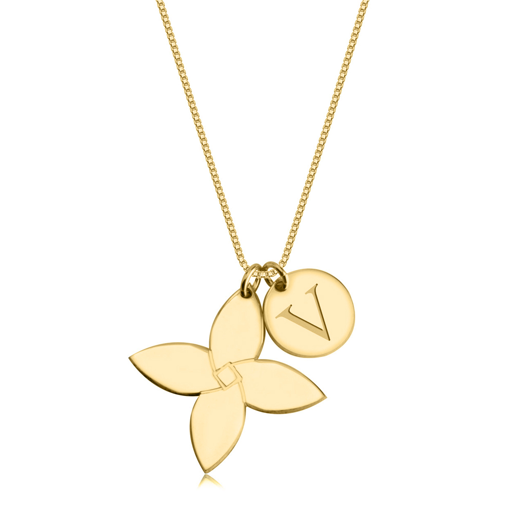 Personalized Initial Flower Necklace