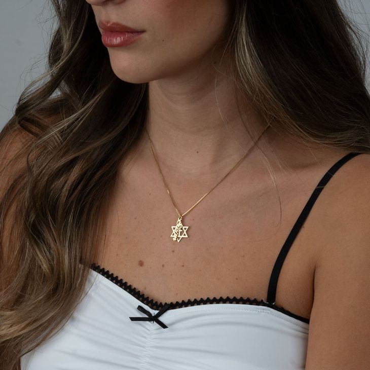 Star of David Cross Name Necklace model