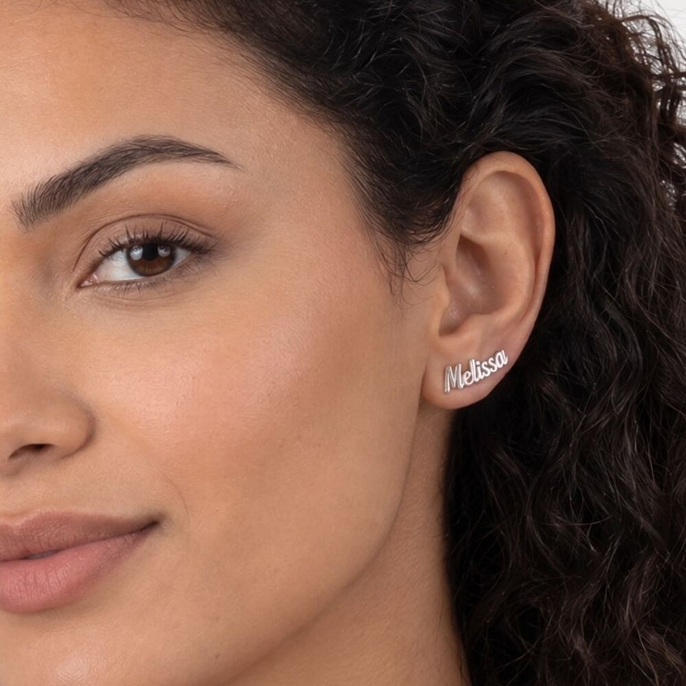 Boucles d'Oreilles Montantes avec Prénom