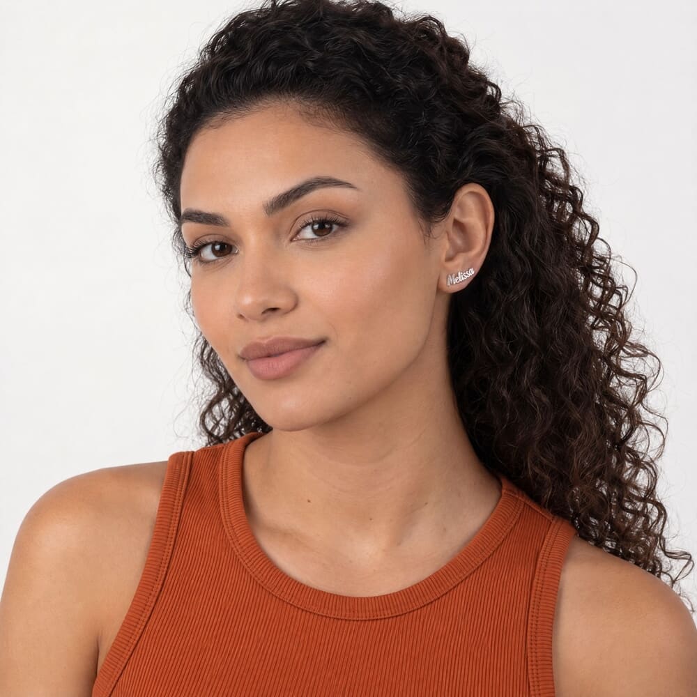 Boucles d'Oreilles Montantes avec Prénom