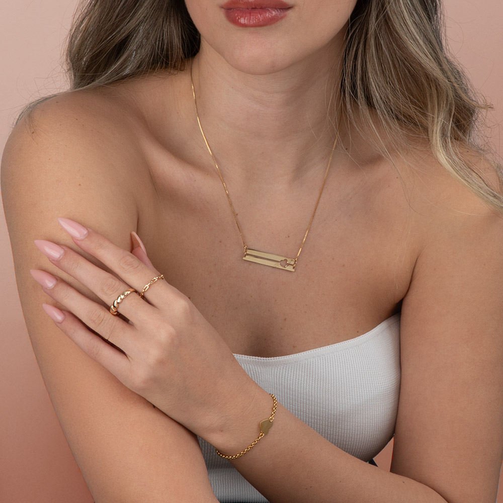 Engraved Bar Necklace with Two Initials