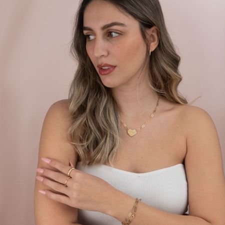 Paperclip Chain Necklace with Engraved Heart