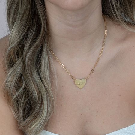 Paperclip Chain Necklace with Engraved Heart