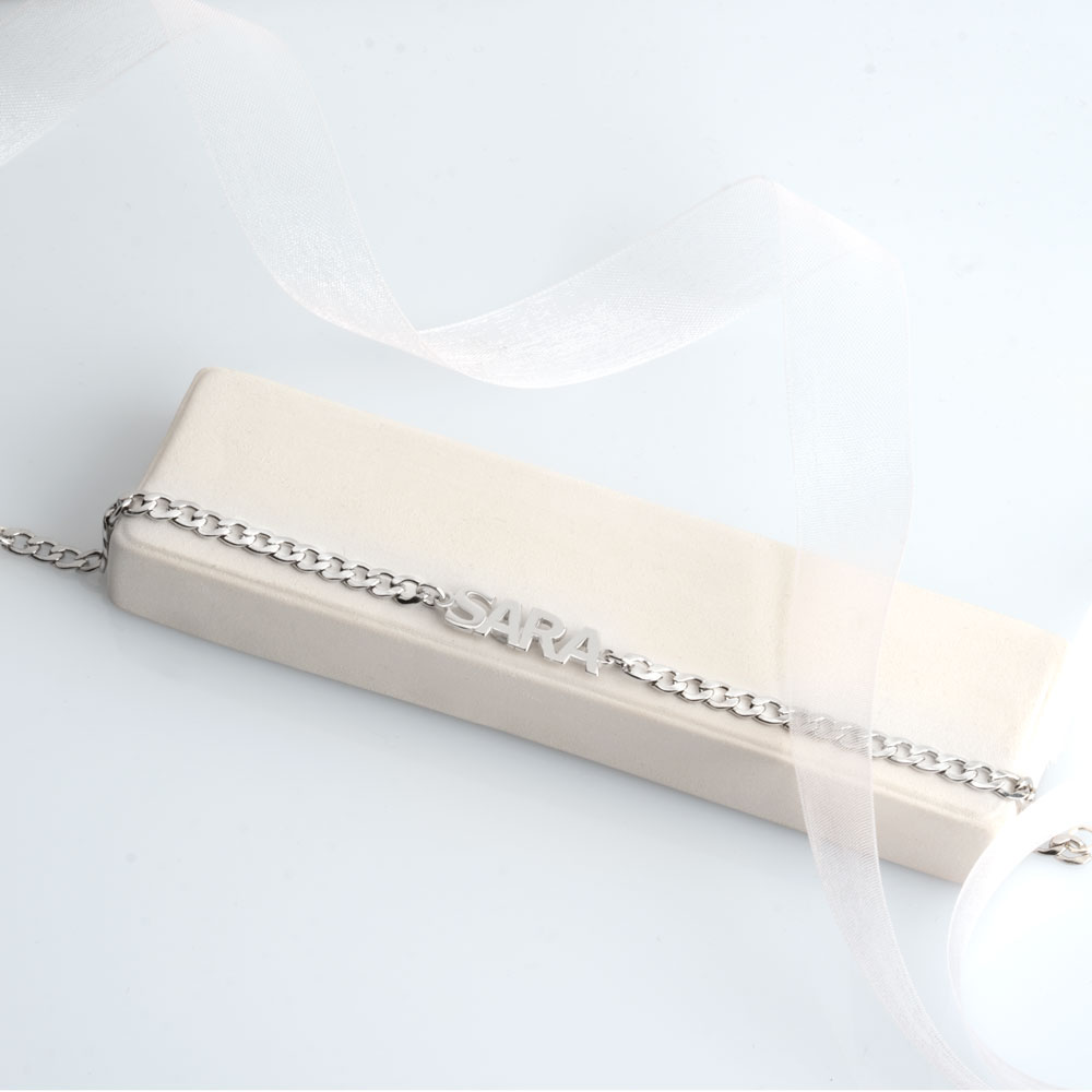 Pulsera de Cadena Cubana con Nombre 