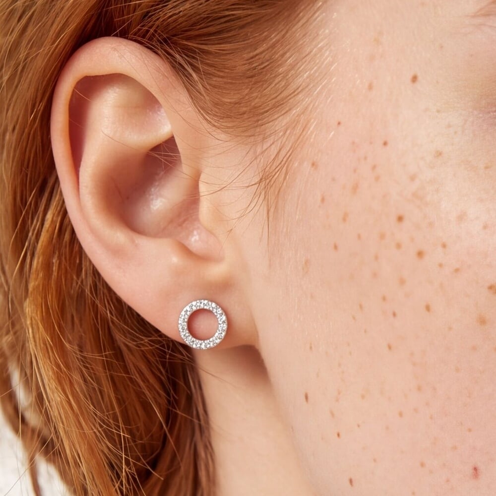 Aretes Circulares Zirconia Cúbica