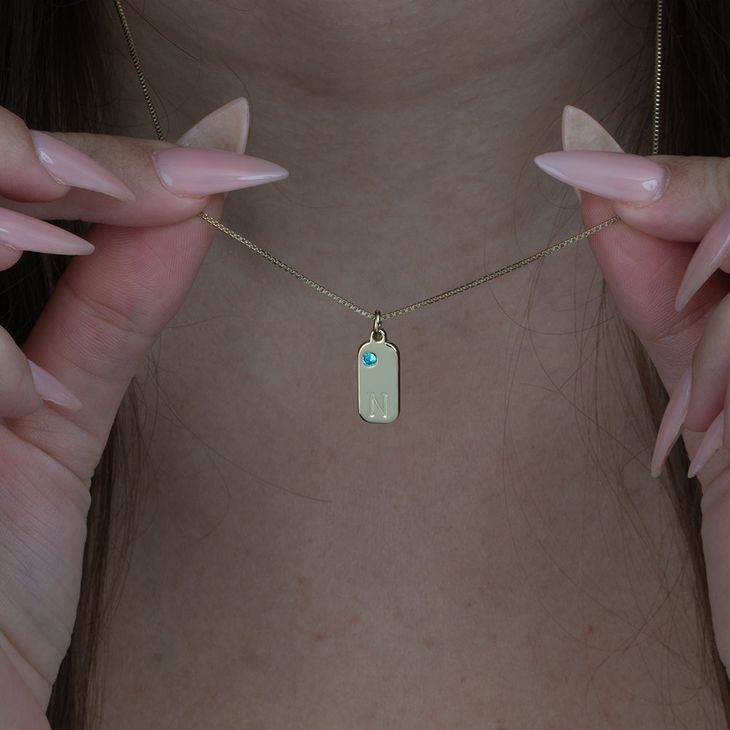 Collar con Inicial y Piedra de Nacimiento - Picture 3