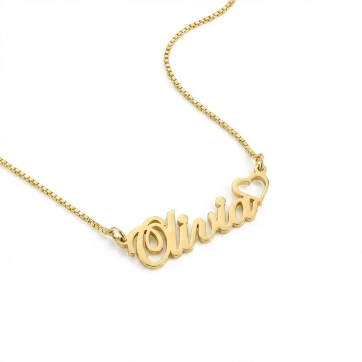 Classic Name Necklace With Heart - Picture 3