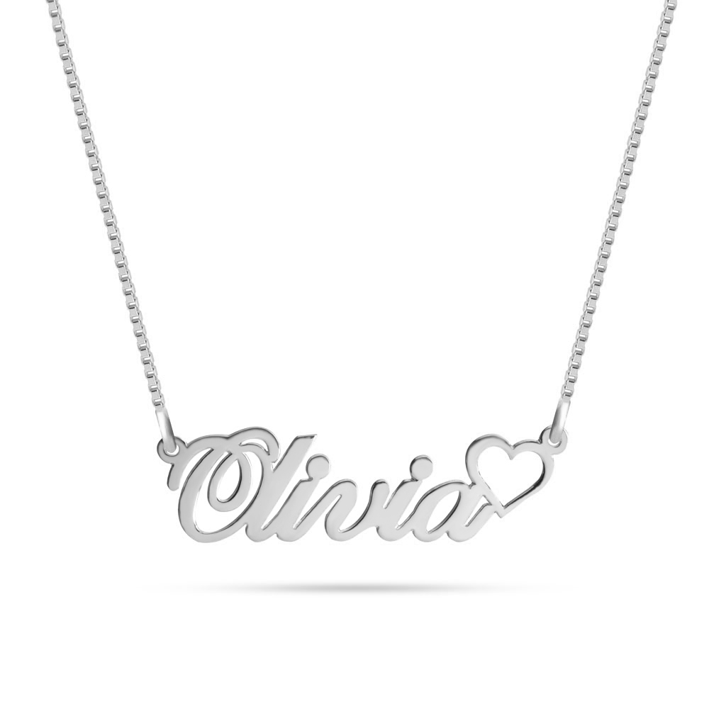 Classic Name Necklace With Heart