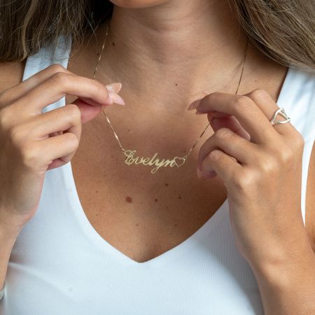 Classic Name Necklace With Heart
