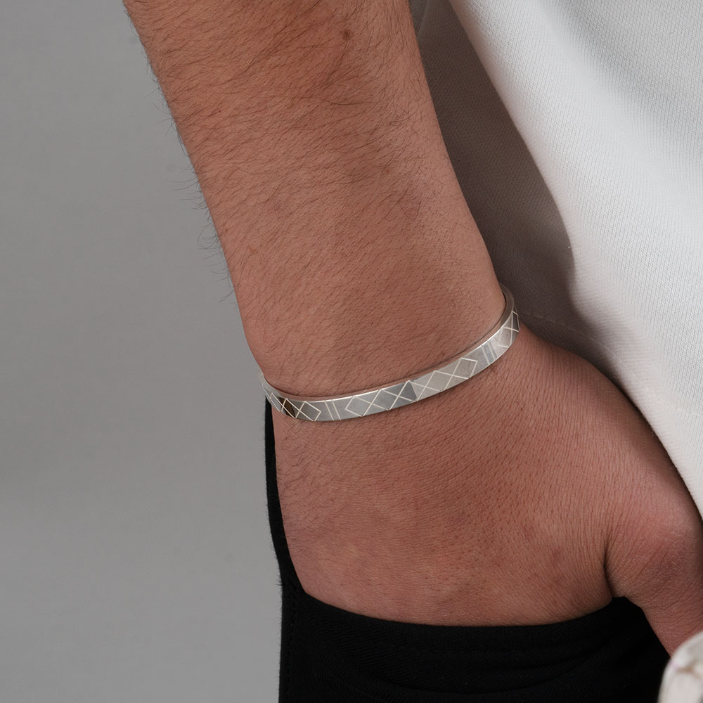 Pulsera de Plata Tribal Para Hombre 