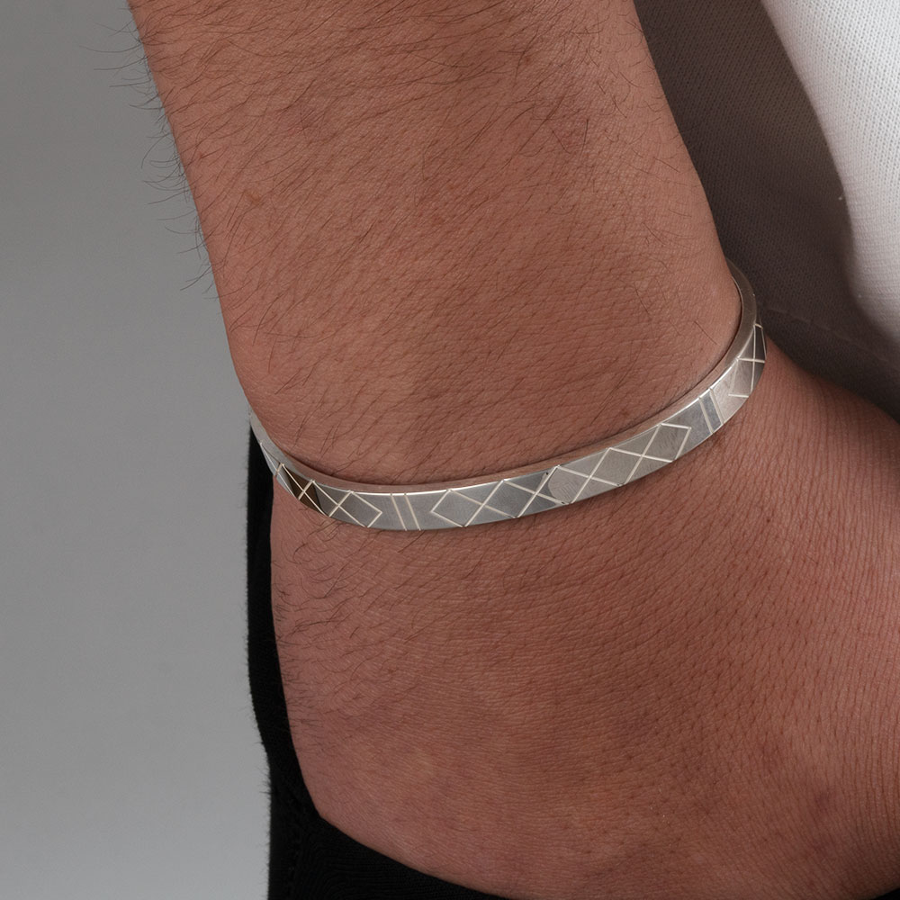 Pulsera de Plata Tribal Para Hombre 