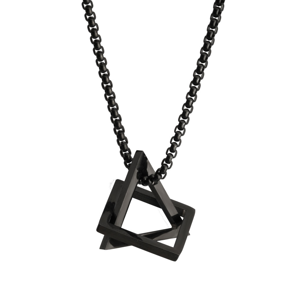 Collar Negro con Dije 3D para Hombre 