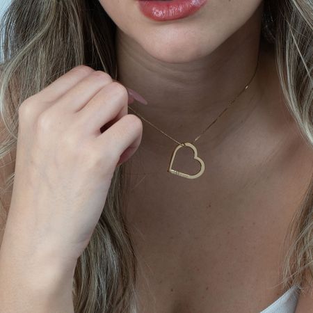 Heart Outline Engraved Necklace