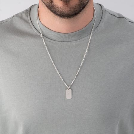 Vertical Dog Tag Name Necklace For Men