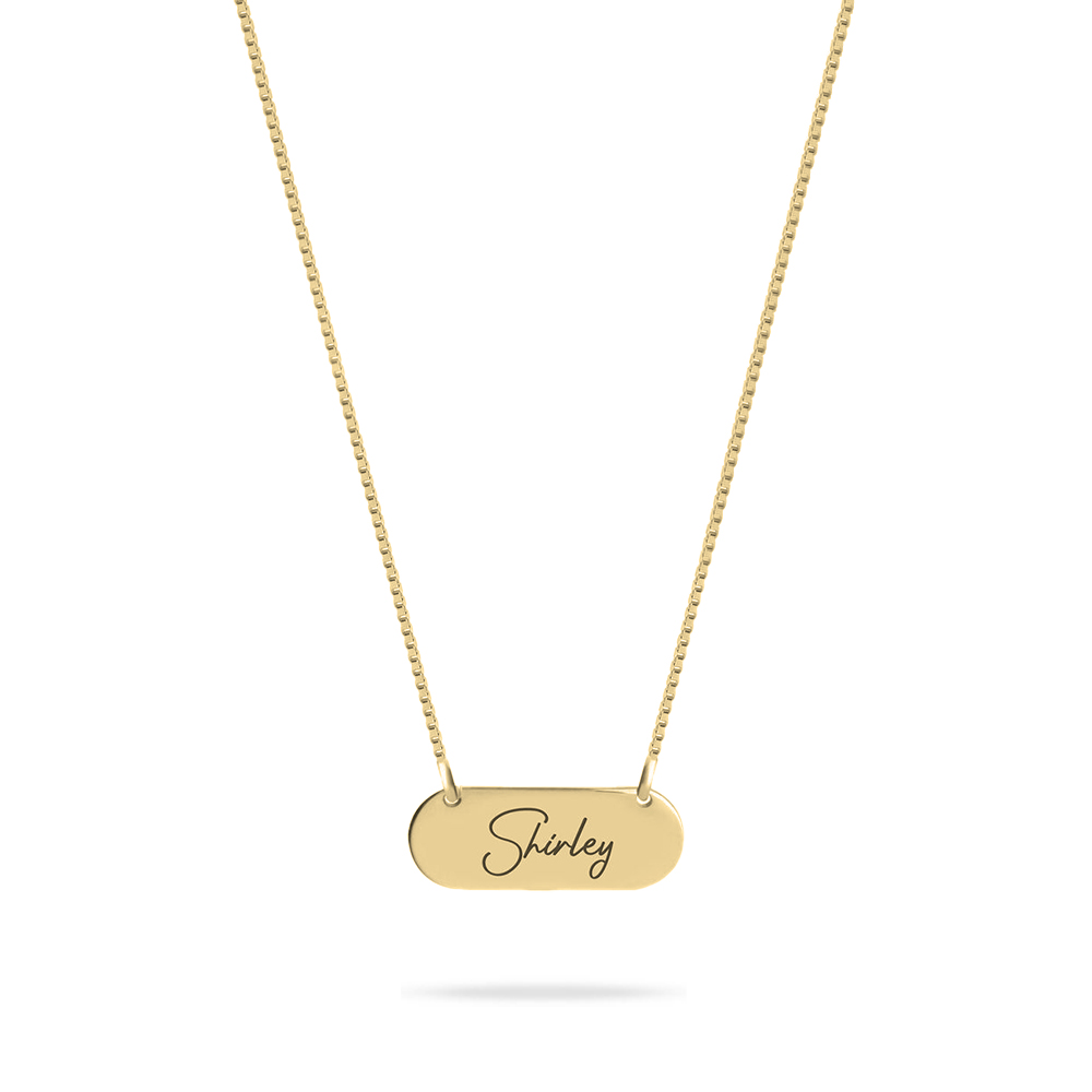 Bar Necklace With Name in Cursive