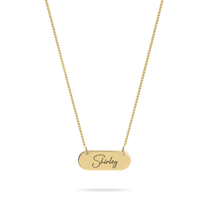 Bar Necklace With Name in Cursive