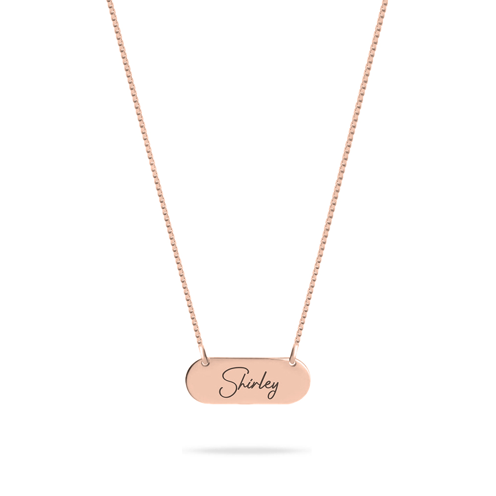 Bar Necklace With Name in Cursive