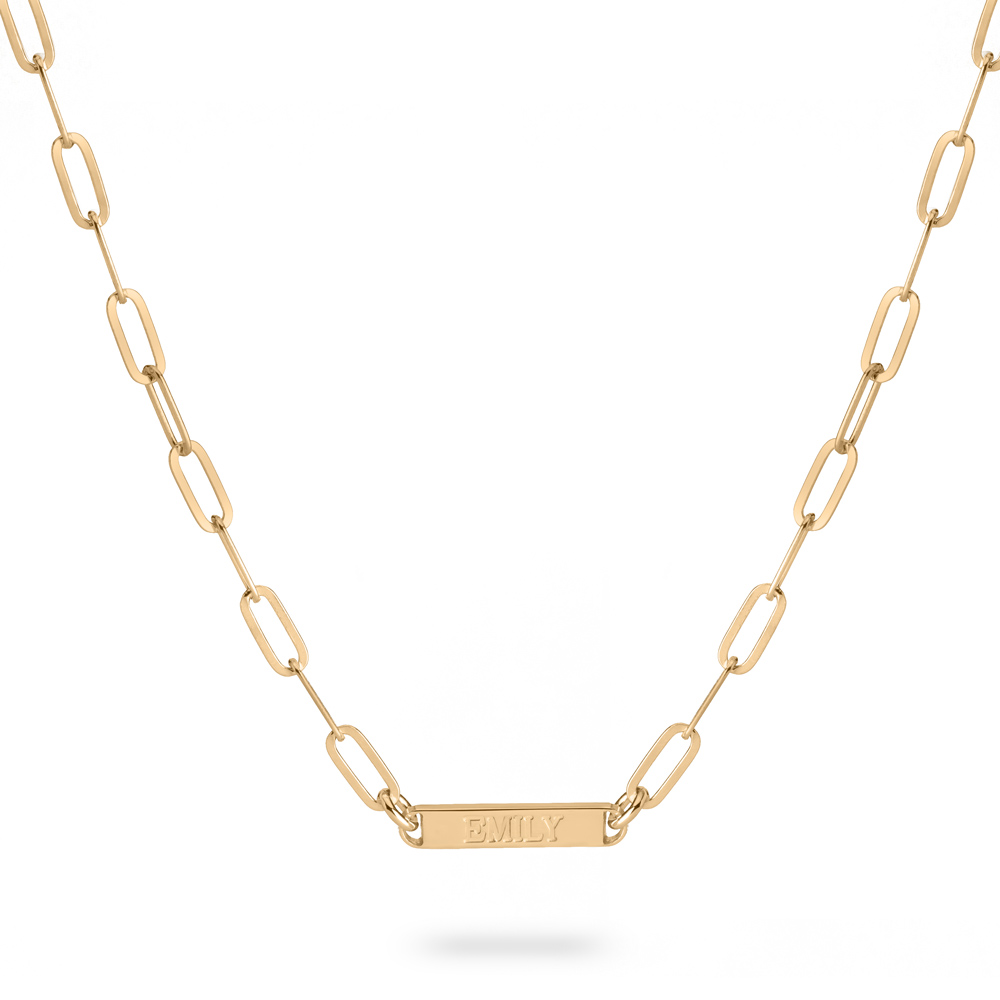Paperclip Necklace With Small Nameplate