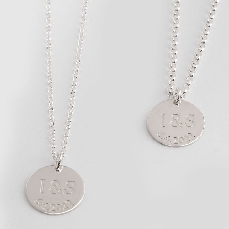 Couples Necklace Set With Initials & Anniversary Date information