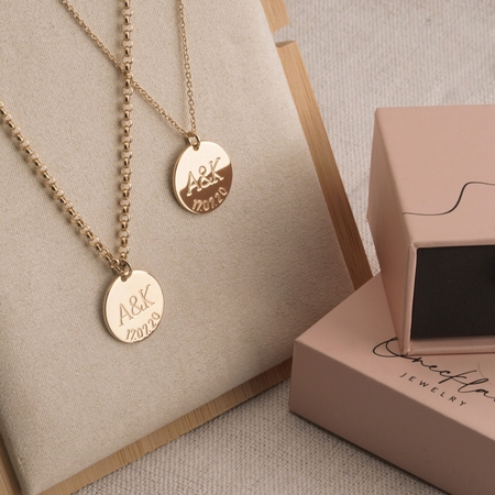 Couples Necklace Set With Initials & Anniversary Date