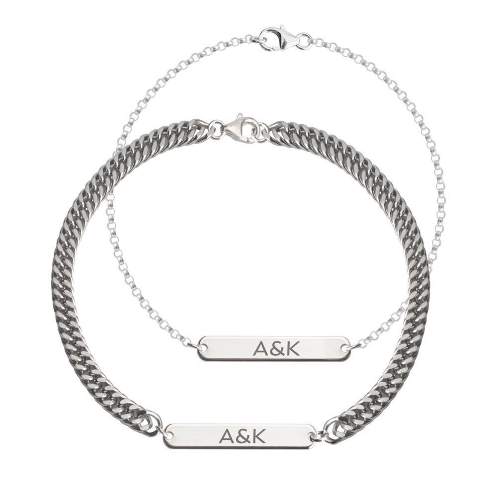 Juego de Pulseras con Iniciales para Él y para Ella