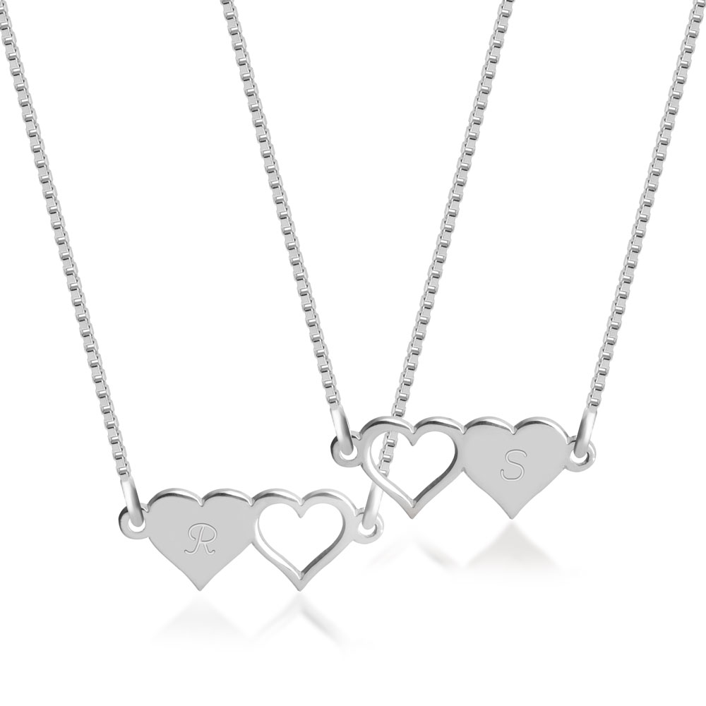 Initial Hearts Friendship Necklace Set