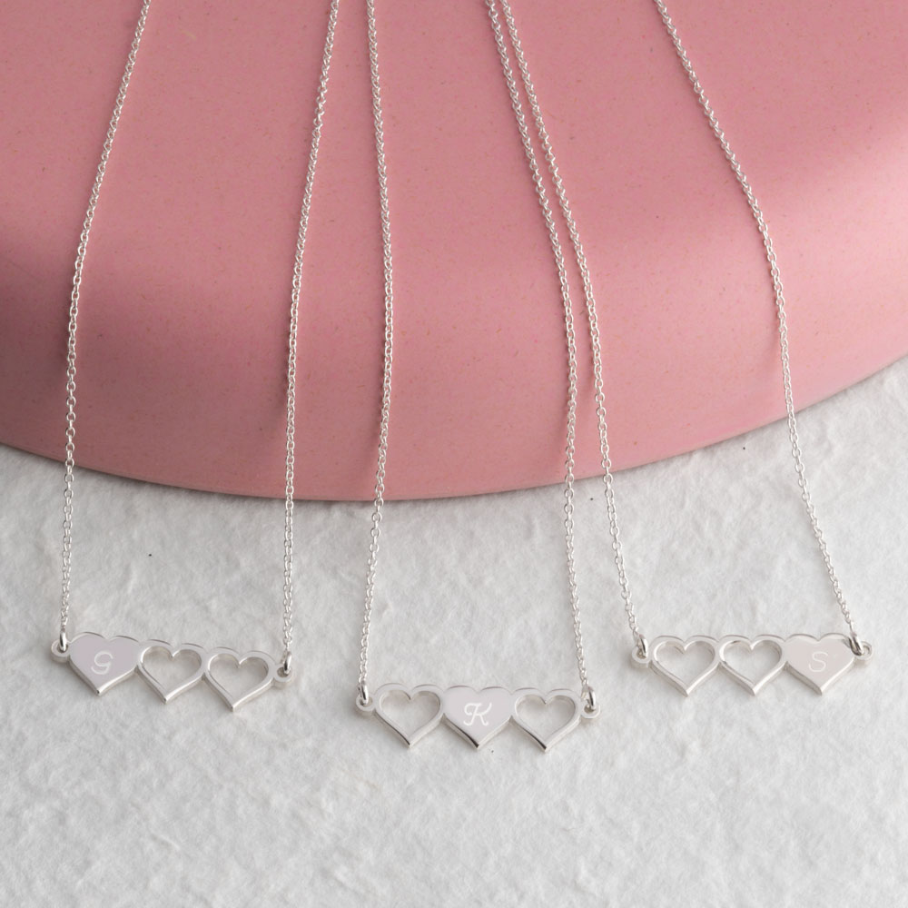 Initial Hearts Friendship Necklace Set
