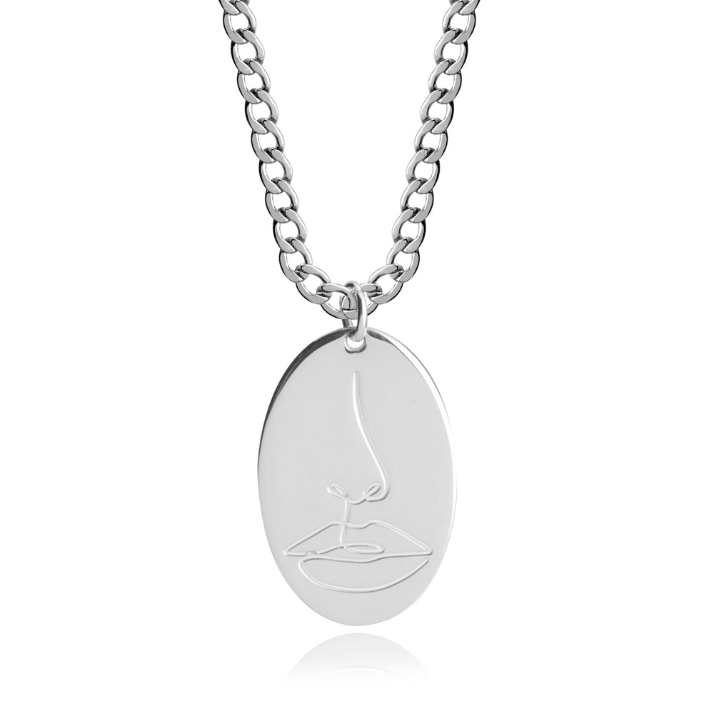 Collar de Diseño de Líneas Faciales con Cadena Cubana