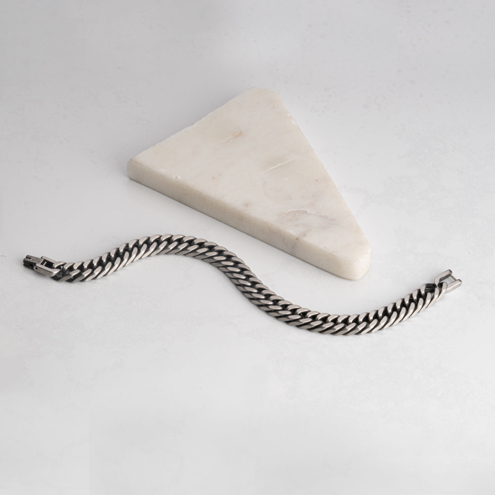 Pulsera de Eslabones de Plata Oscura Para Hombre