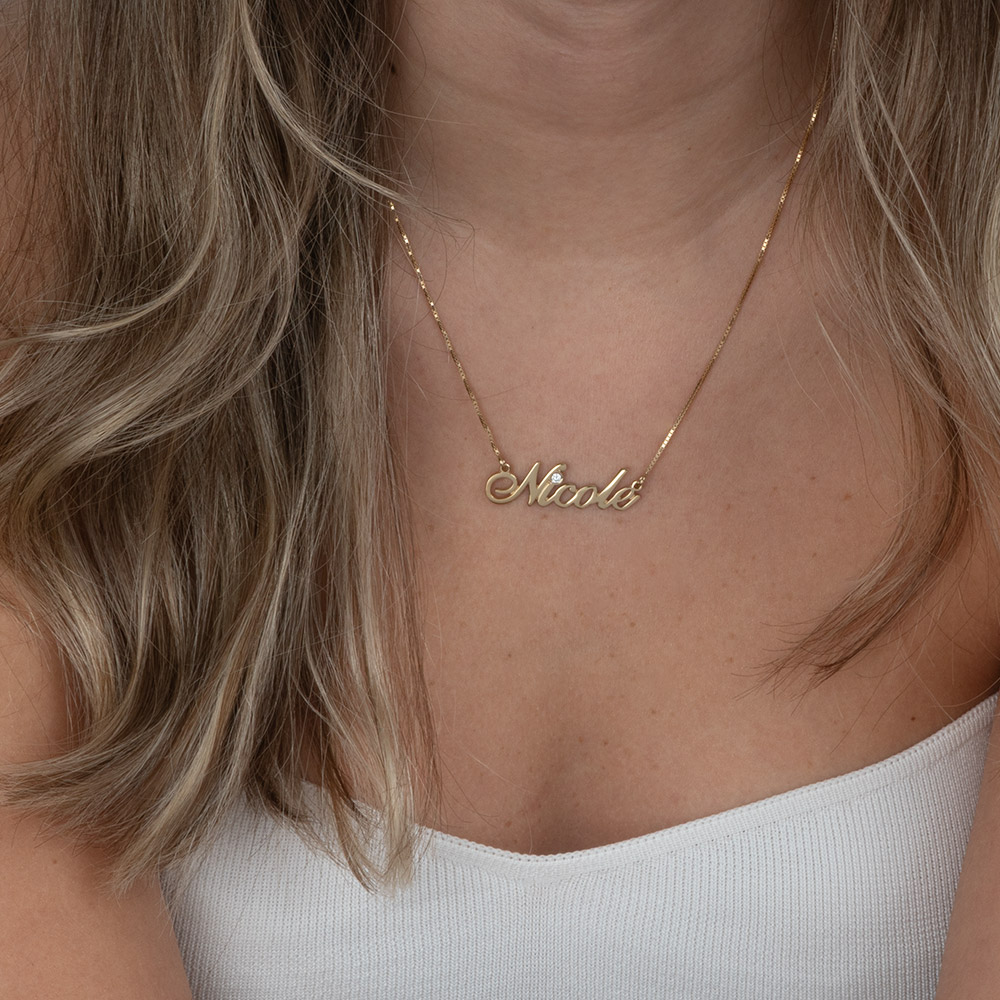 14K Gold Diamond Name Necklace