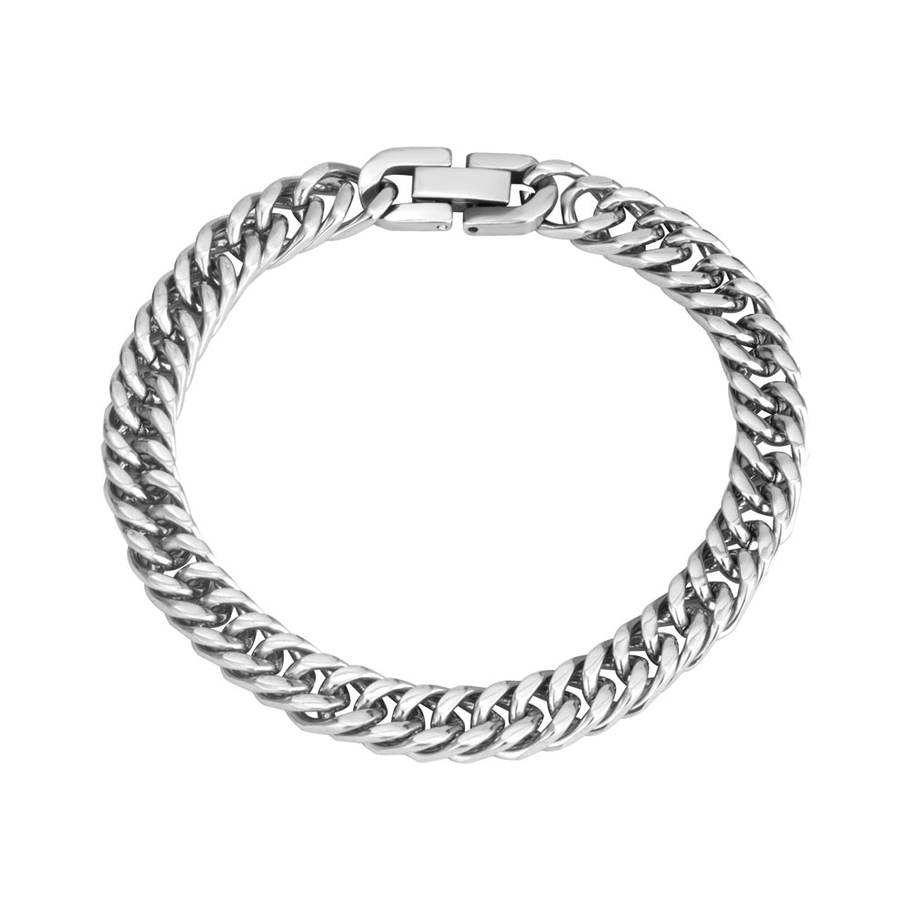 Pulsera de cadena cubana de plata para hombre