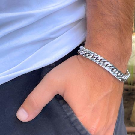 Silver Cuban Link Bracelet For Men