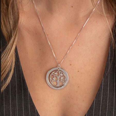 Family Tree Diamond Necklace With Names