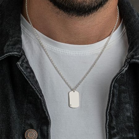 Men's Initial Dog Tag Necklace
