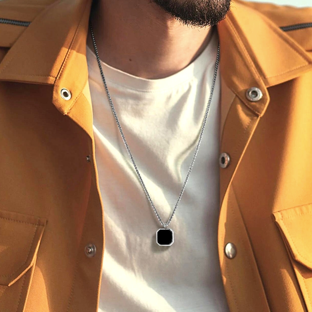 Collar para Hombre Grabado en Plata