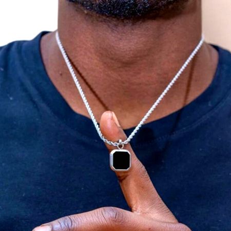 Engraved Mens Necklace Silver