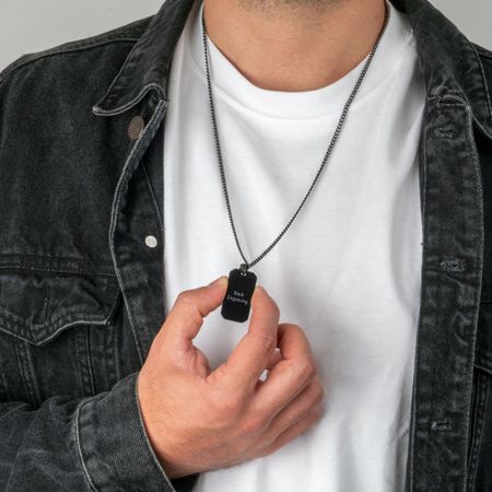Engraved Black Onyx Necklace for Men 