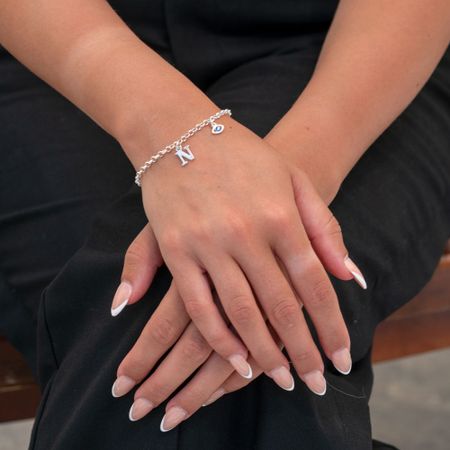 Custom Initial Bracelet with Evil Eye Charm