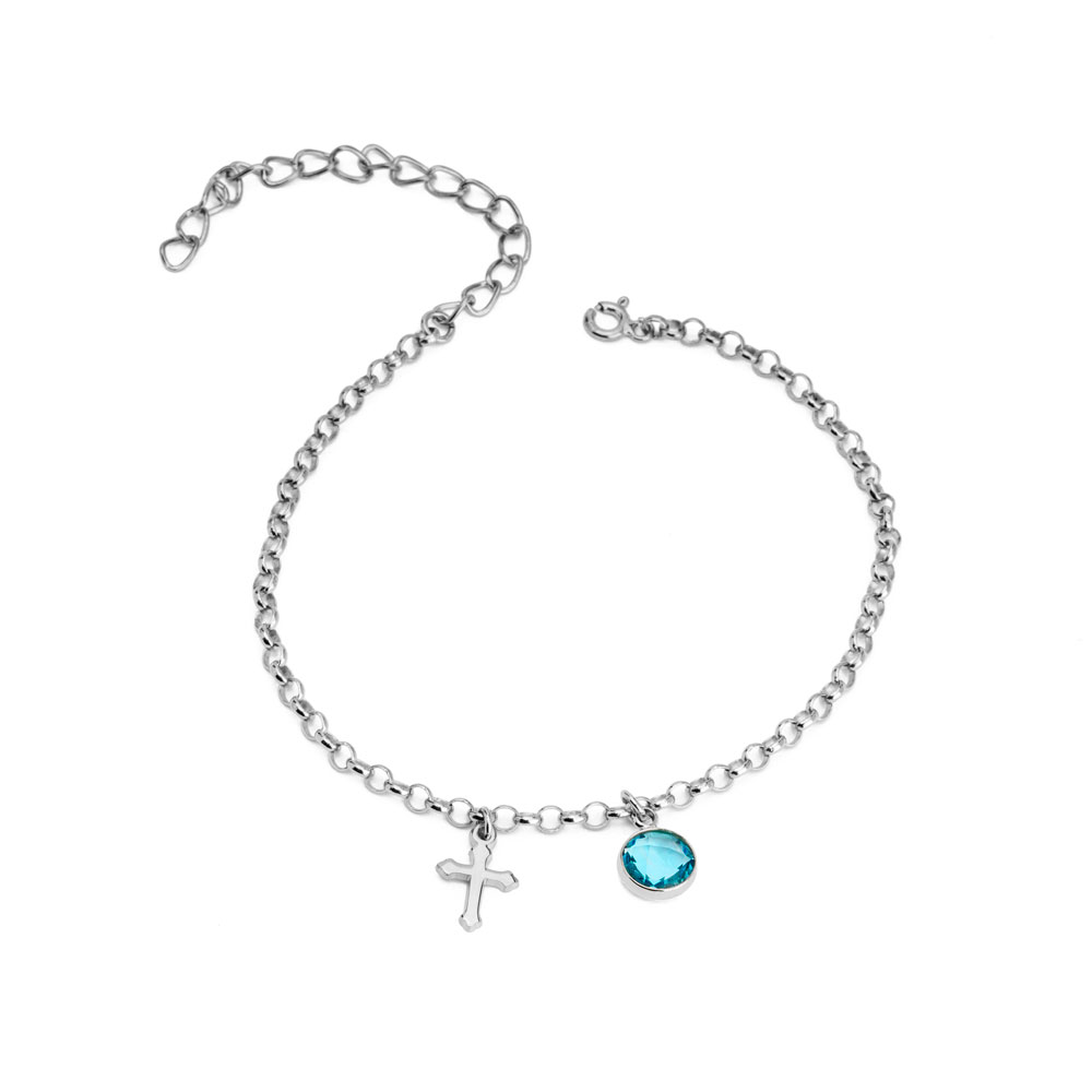 Cross Birthstone Anklet