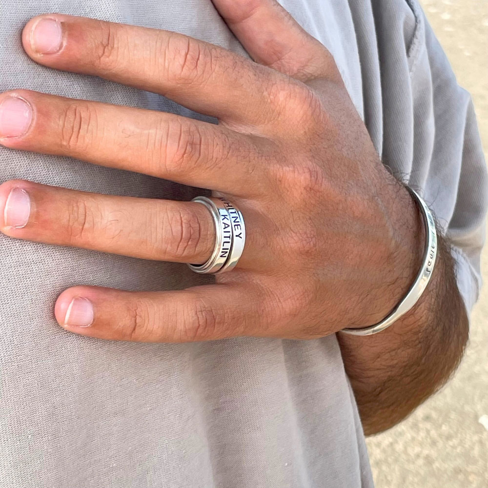 Anillo antiestrés giratorio doble personalizado para hombres