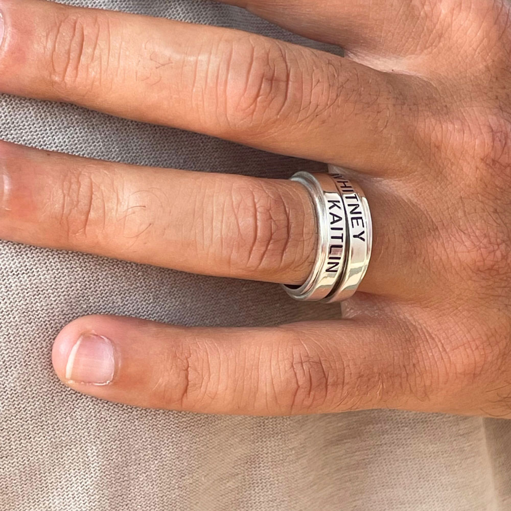 Anillo antiestrés giratorio doble personalizado para hombres