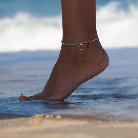 Custom Initial and Birthstone Anklet