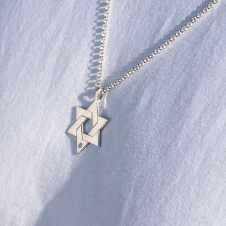 Diamond Star of David Necklace for Men